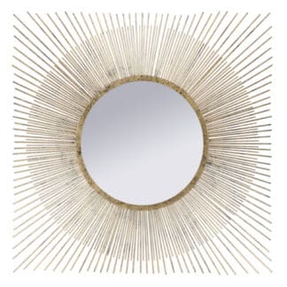 square mirror with a hand painted brushed gold