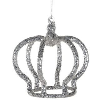 Silver Glitter Hanging Crown Tree Decoration