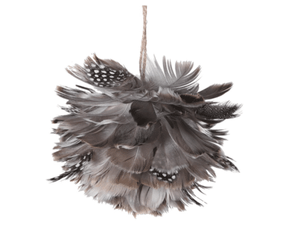 Taupe & Grey Feather Ball Bauble