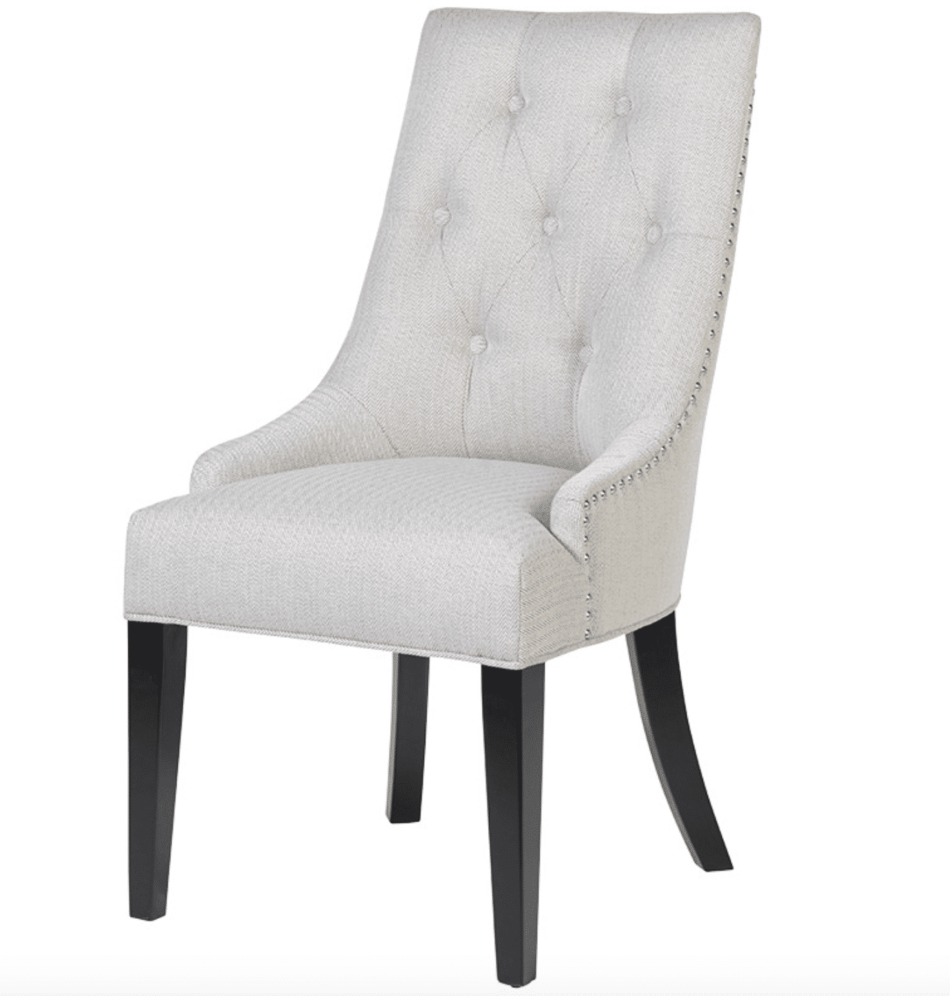 Square Knocker Chair in a Taupe Chevron Linen