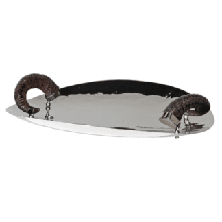 Horn handled silver dish tray