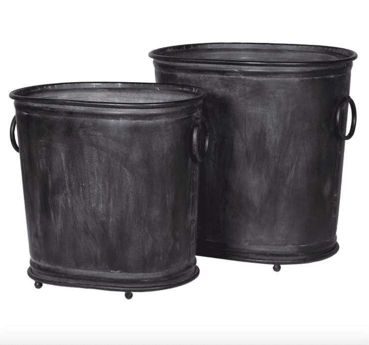 Black Bucket Planters – Set of 2