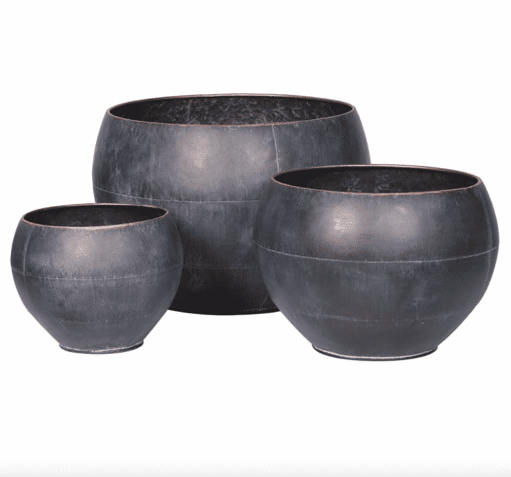 Bronze Round Planters – Set of 3