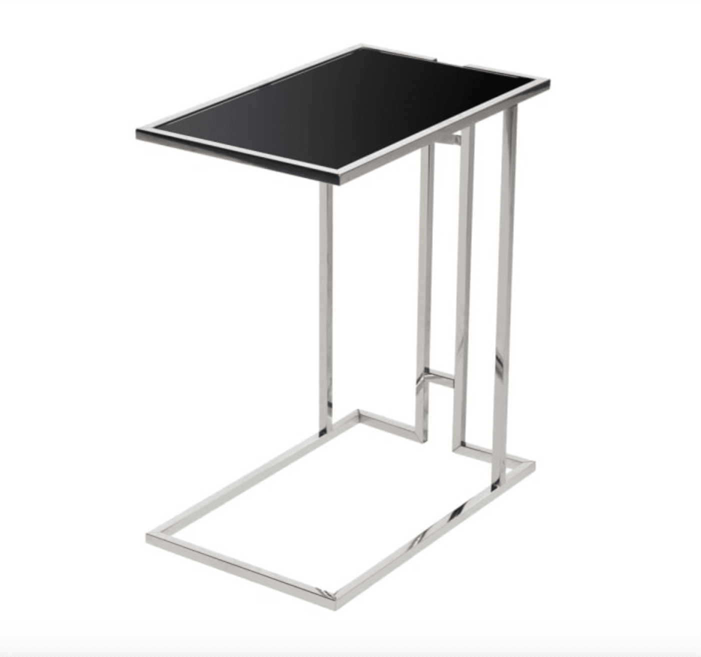 Stainless Steel Black Glass Side Table