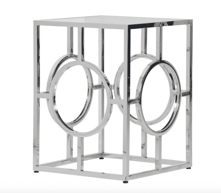 square steel glass side table