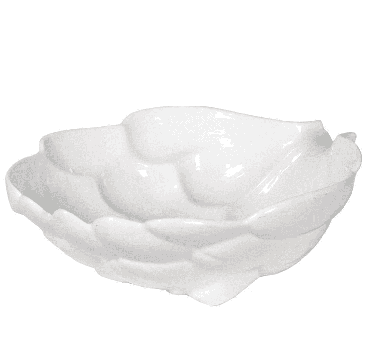 white ceramic artichoke bowl