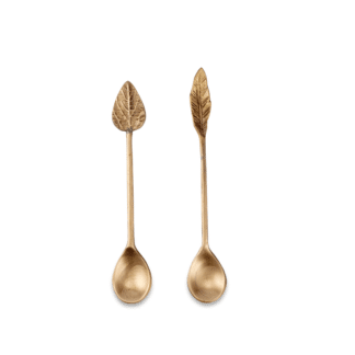 Set of brass leaf spoons