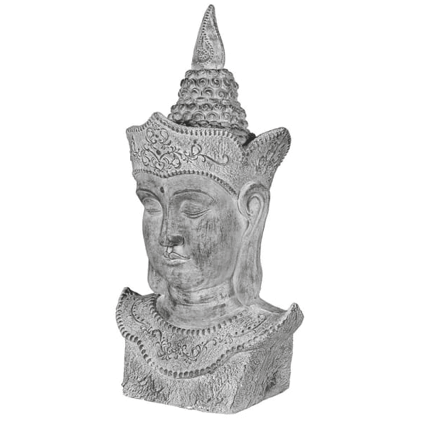 large grey buddha bust