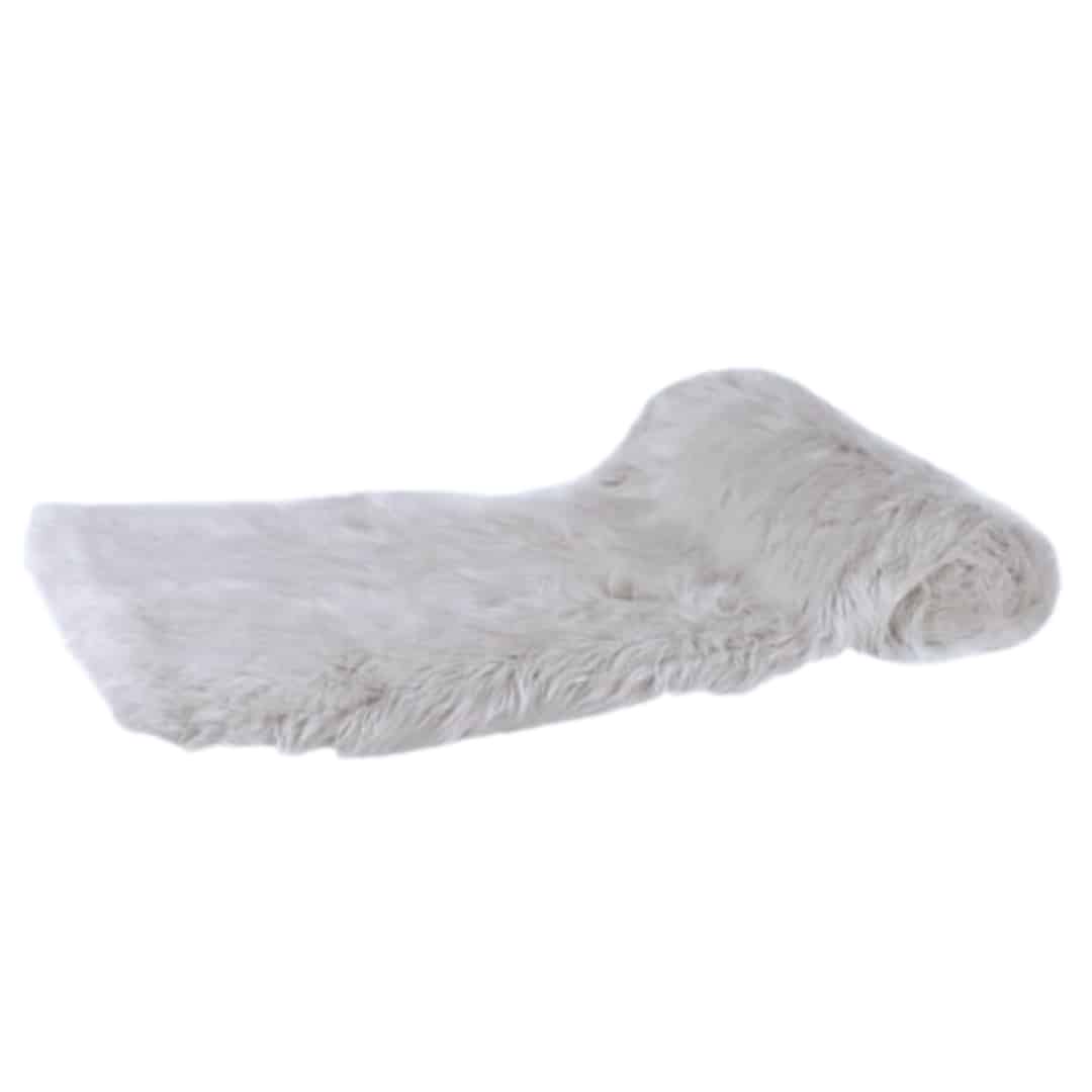 light grey faux fur throw