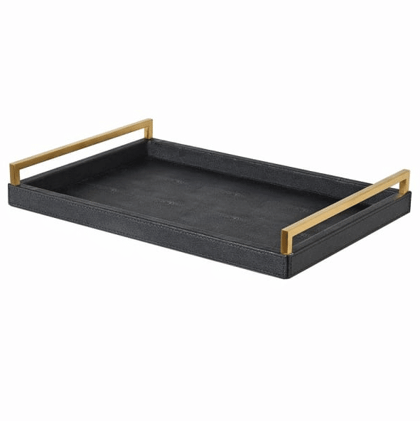 black gold faux leather tray