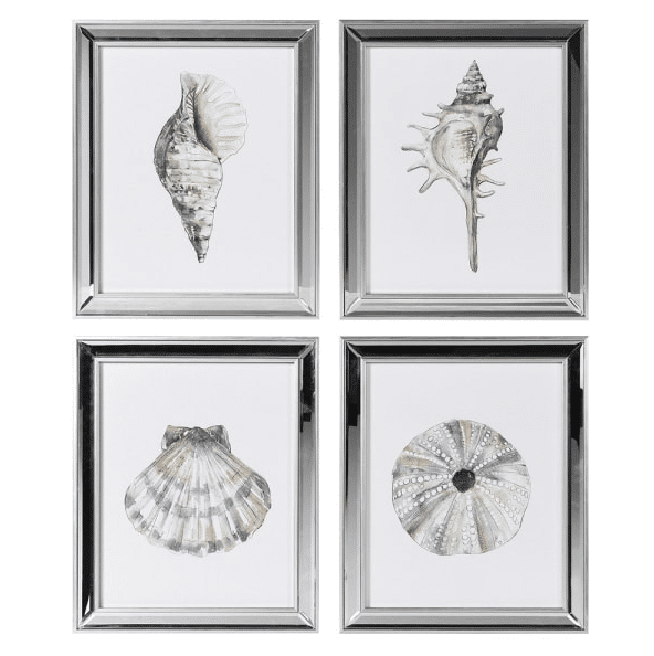 mirror frame set of 4 shell prints