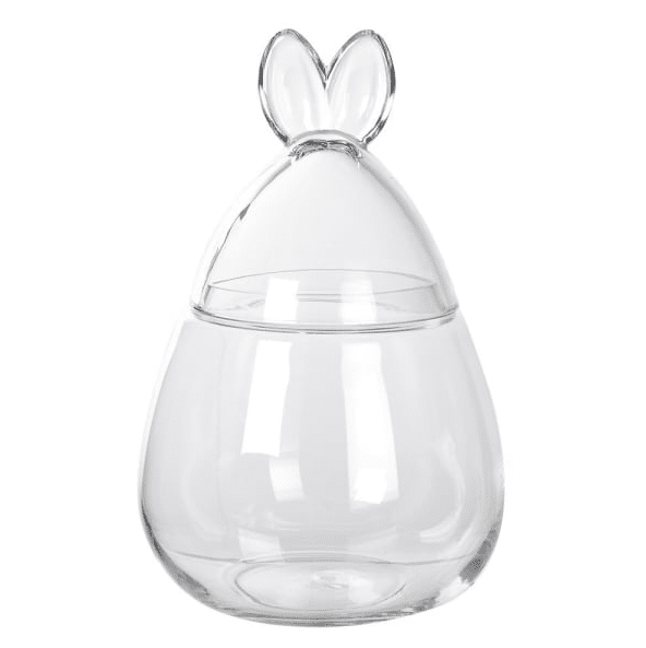 bunny ears decorative bonbon glass jar