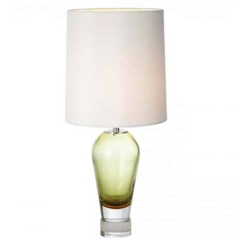 olive glass table lamp with ivory shade