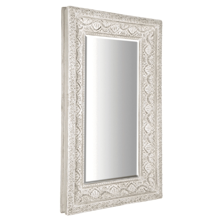 large white embossed mirror
