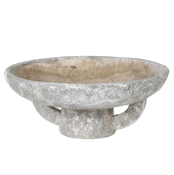 cement round rustic bowl