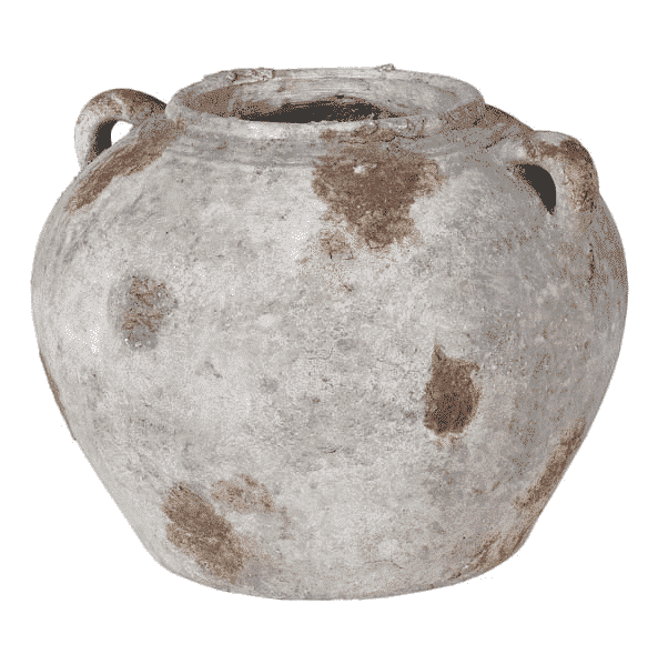 grey cement vase with handles