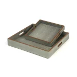 Olive Faux Shagreen Tray- Set of 2 - Image 2