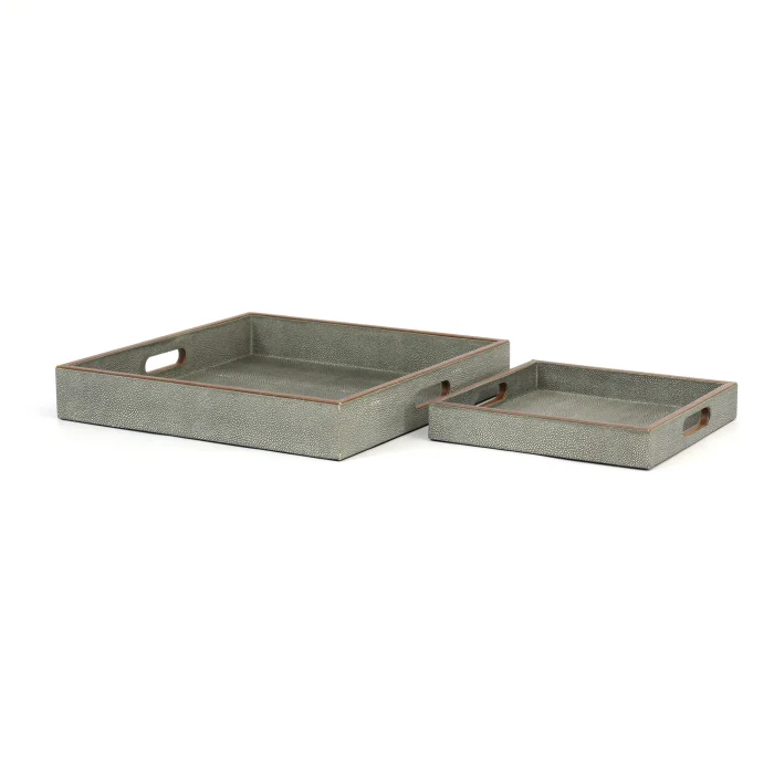 FauxShagreenTrays4-scaled-1.webp Olive Faux Shagreen Tray- Set of 2 - Image 3