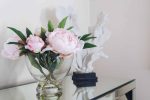 Pale Pink Peonies Arranged in Glass Footed Bowl - Image 2
