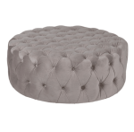 Buttoned Taupe Velvet Ottoman