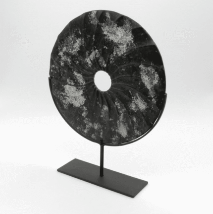 circular black marble disc ornament round
