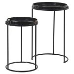 Black Marble Effect Tray Tables - Set of 2