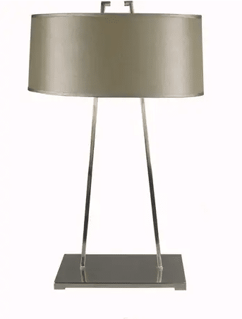 nickel table lamp with olive shade