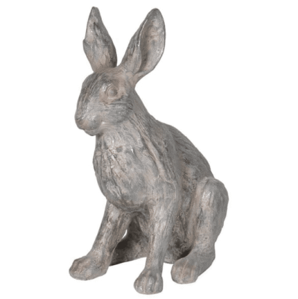 sitting grey resin rabbit ornament