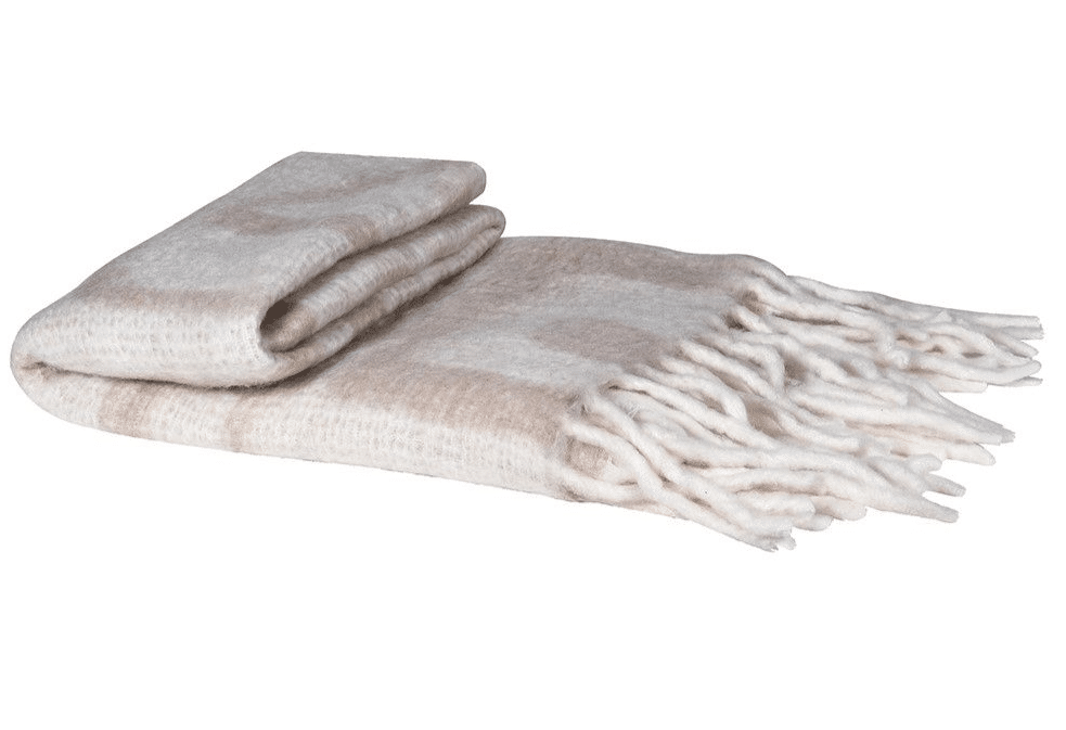 beige white abstract patterned throw