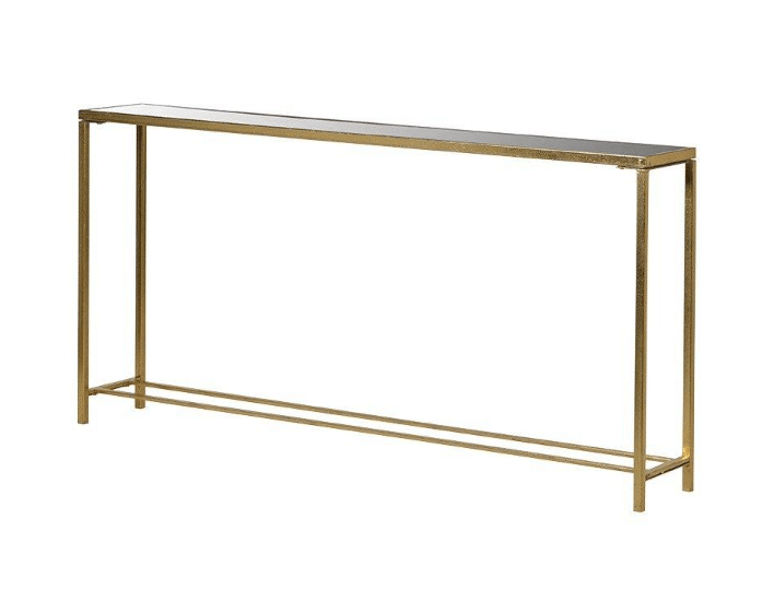 gold Slim console table with mirror top