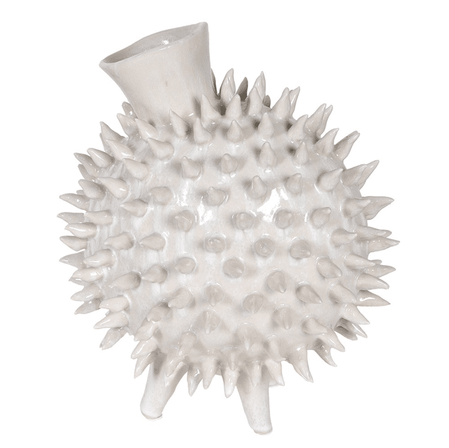 white spikey round vase