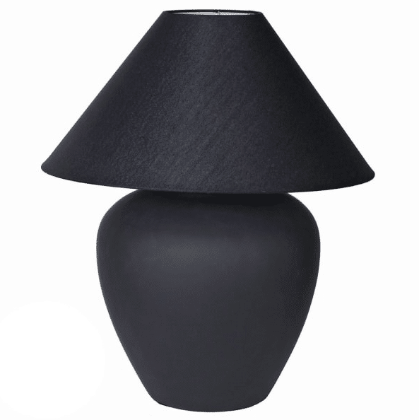 Black Ceramic Squat Table Lamp with Shade