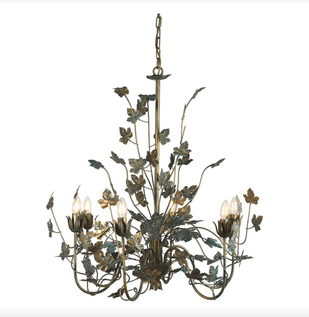 Bronze Leaf 6 Arm Chandelier