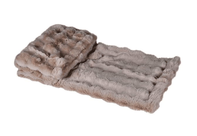 taupe colour faux fur fluffy throw