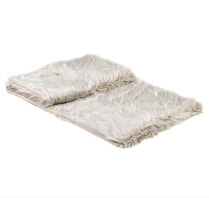cream faux fur throw
