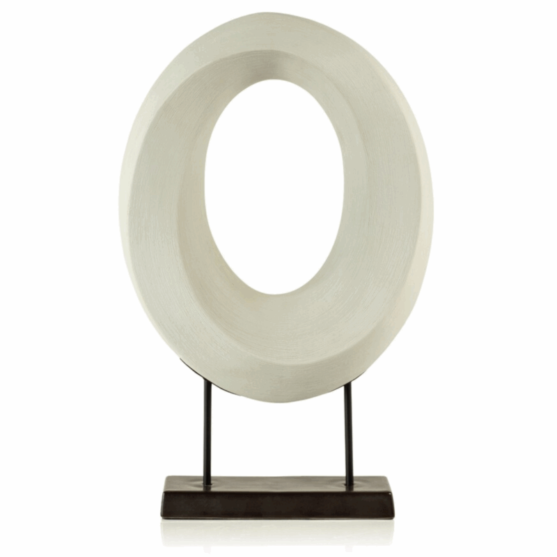 cream two sides oval shaped porcelain twist sculpture