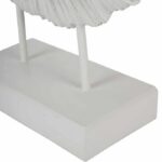 detailed matte white textured sculpture on a minimalist display stand close up