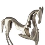 Side view of Harlie textured silver horse ornament on a rectangular base