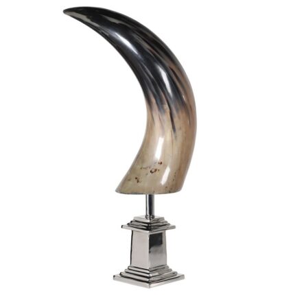 polished horn ornament on silver stand