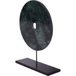 Side view showing the 10.5cm depth of the marble disc sculpture