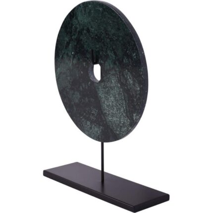 Side view showing the 10.5cm depth of the marble disc sculpture