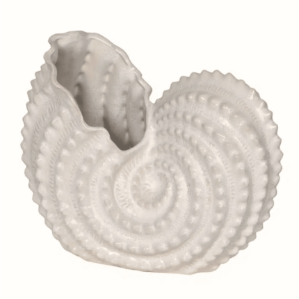 white ceramic shell vase