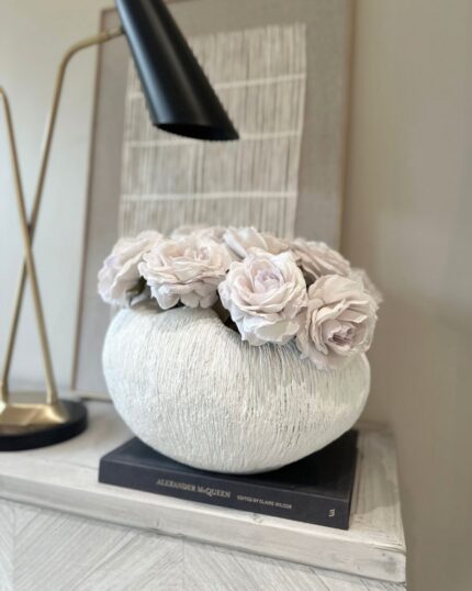 white coral vase with textures