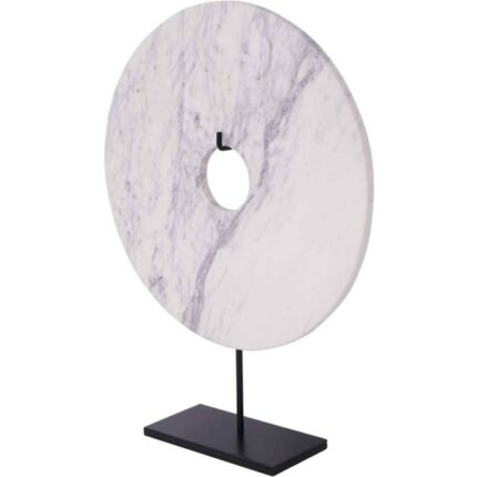 side view of the white marble disc ornament side view