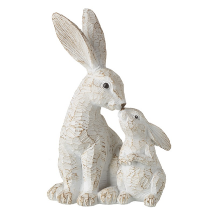 mother baby rabbit kissing sculpture