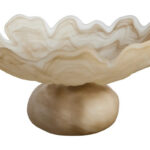 Galene Fluted Natural Glass Pedestal Bowl