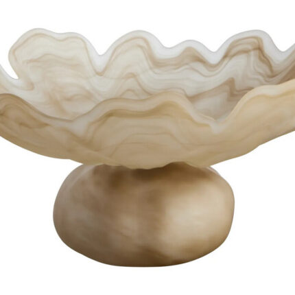 Galene Fluted Natural Glass Pedestal Bowl