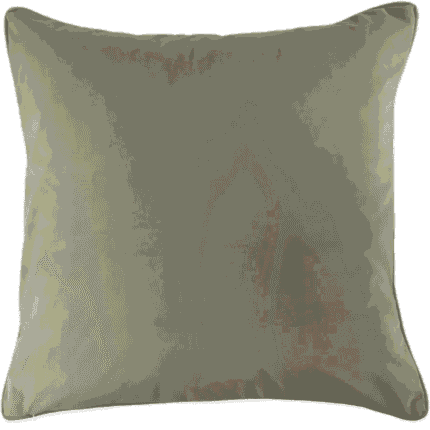 Large square natural and olive cushion, piped and backed in contrast olive velvet