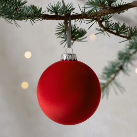 Flocked Bauble – Red